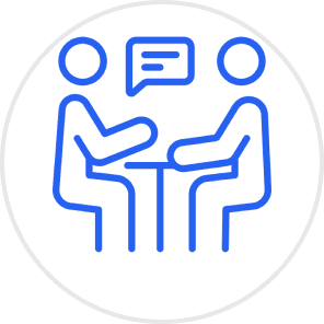 Dialogue between two figures symbol