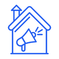 House with megaphone icon