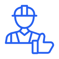 Blue worker symbol on black background