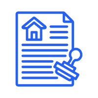 Property paperwork symbol in blue